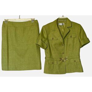 Tahari Green Blazer and Skirt Set